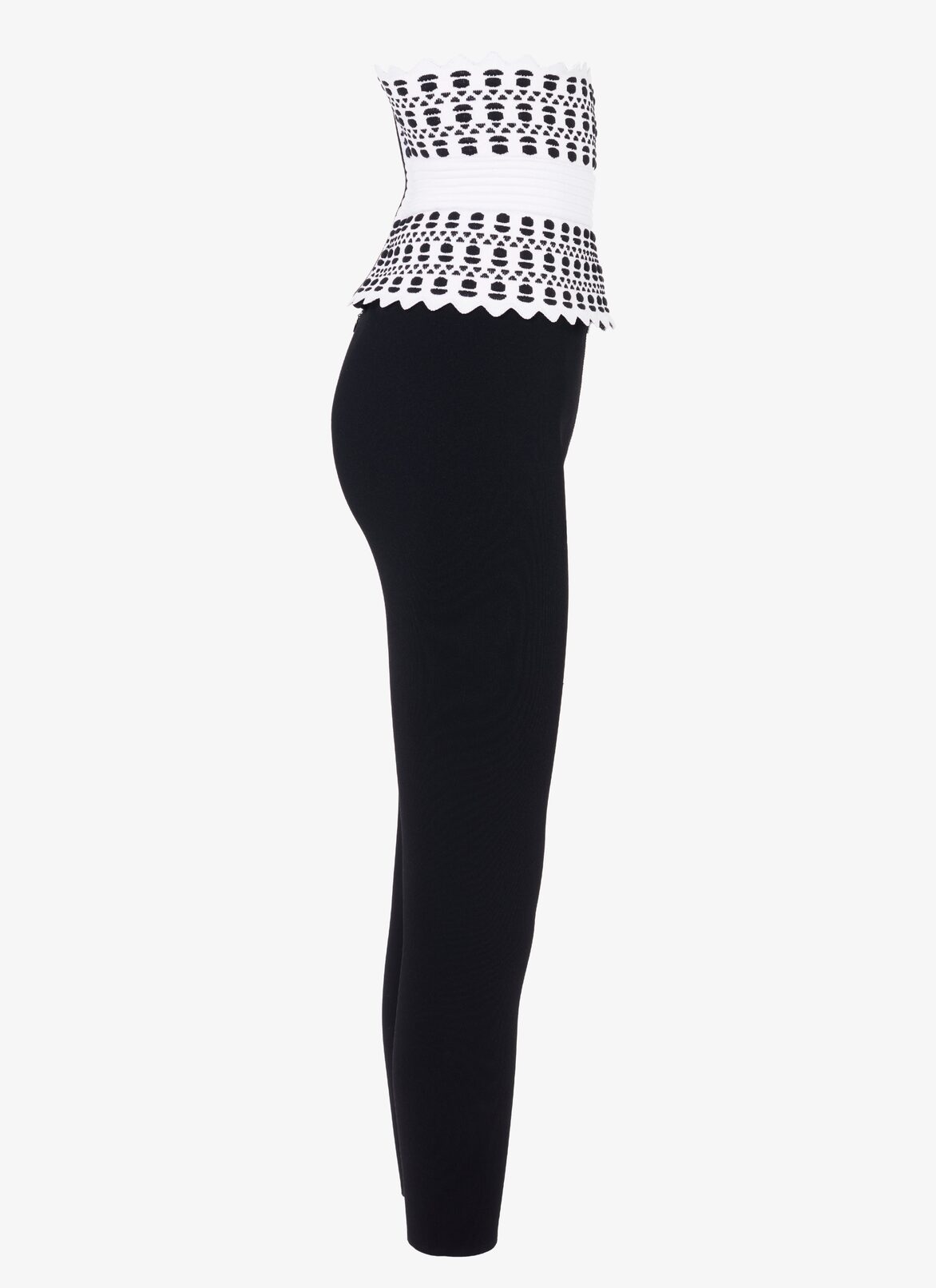 STRETCH LEGGINGS WITH CORSET BELT ALAÏA WHITE/BLACK STRETCH LEGGINGS WITH CORSET BELT